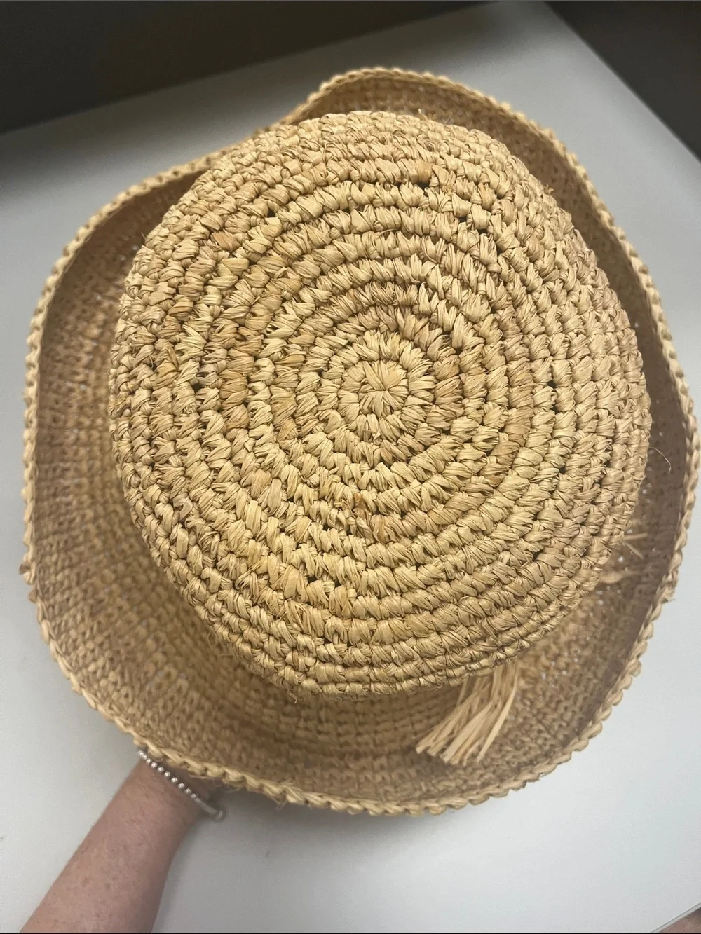 Nine West Beige Woven Straw / Raffia Sun Hat with band